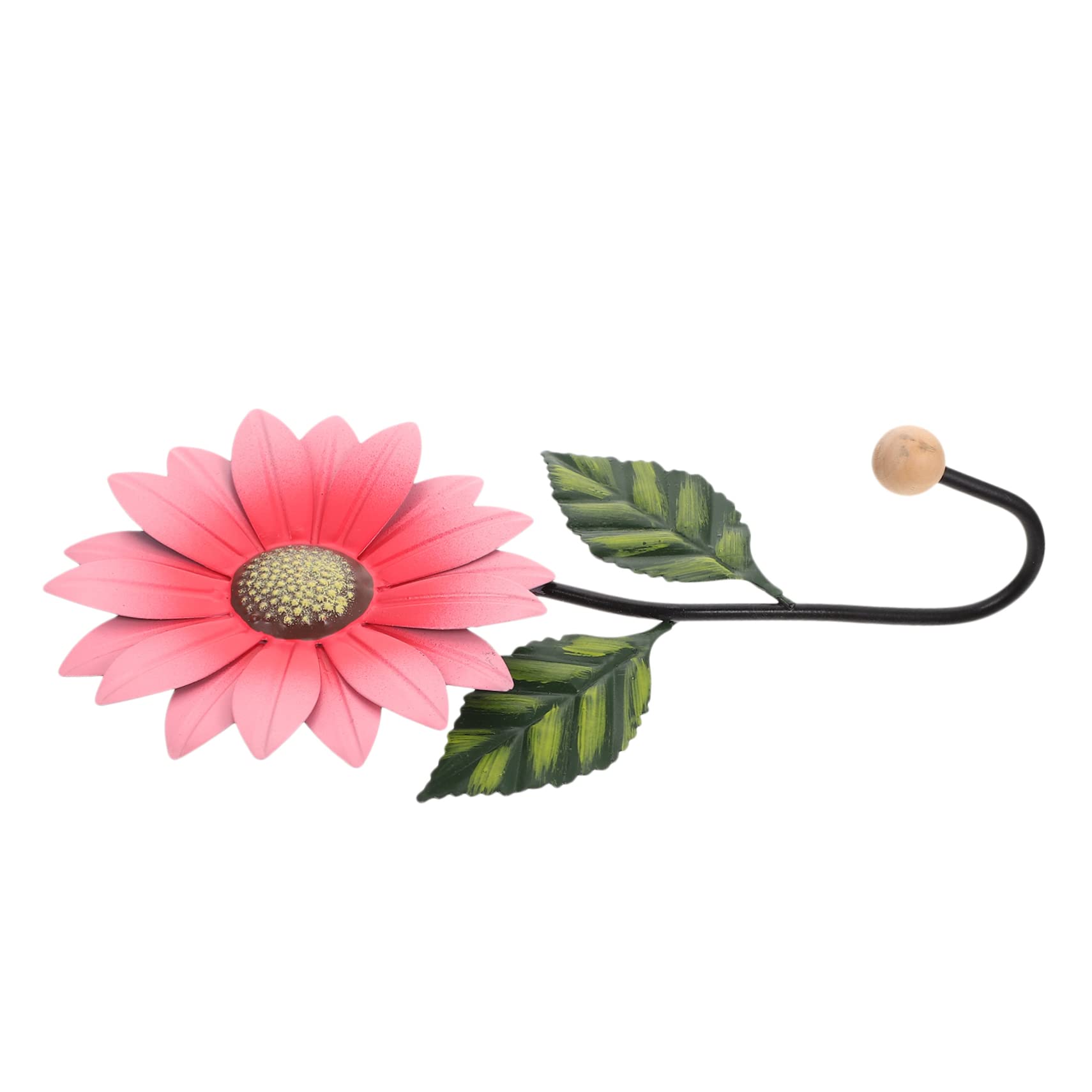 KONTONTY Small Daisy Wall Hanging Flower Wall Art Hooks Rose Decor Wall Mounted Hook Iron Art Craft Utensil Hanger Wall Mounted Clothes Hanger Towel Hat Hook Wrought Iron Coat Pink Office