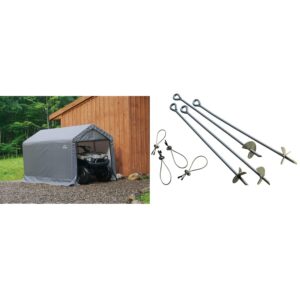 shelterlogic 6' x 10' shed-in-a-box peak roof shed + shelterauger anchor kit