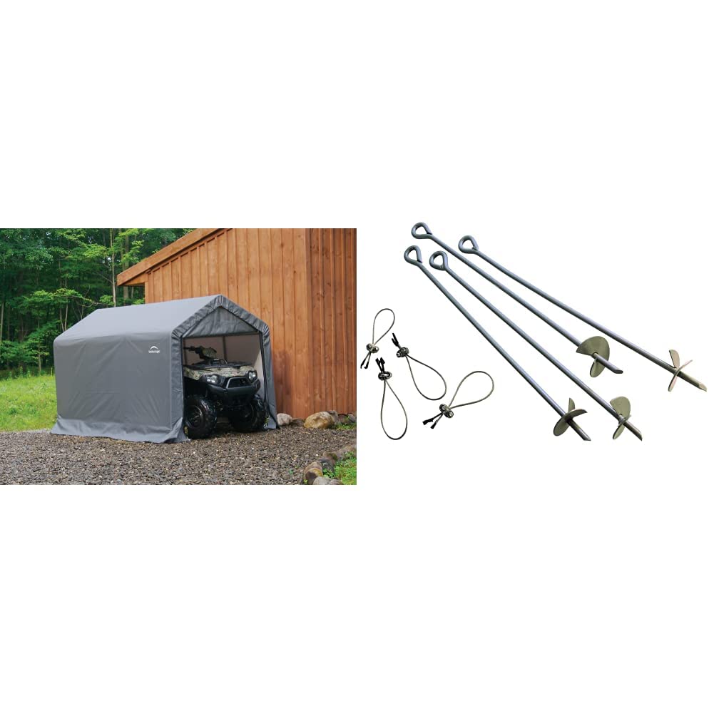 ShelterLogic 6' x 10' Shed-in-a-Box Peak Roof Shed + ShelterAuger Anchor Kit