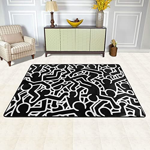 Keith The Art and Dancing Figures Rugs Figure Dancing Carpet Figure Graffiti Area Rug Popular Themed Rug Indoor Home Decoration Mats 4'x 5'4"