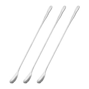 uxcell long handle spoon, 3pcs 10.24-inch ice cream spoon, stainless steel cocktail stirring spoons for mixing, drink, coffee (silver)