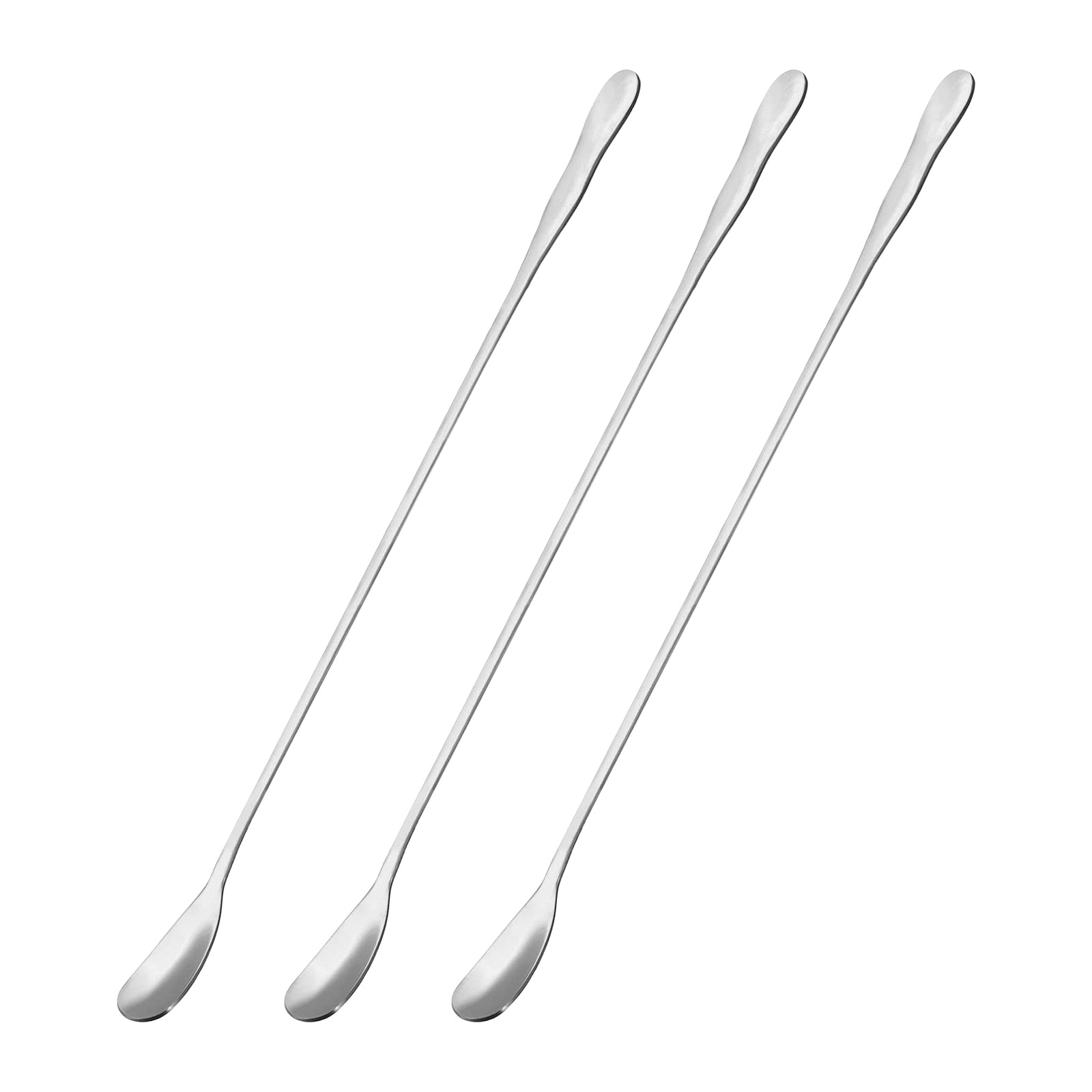 uxcell Long Handle Spoon, 3Pcs 10.24-Inch Ice Cream Spoon, Stainless Steel Cocktail Stirring Spoons for Mixing, Drink, Coffee (Silver)