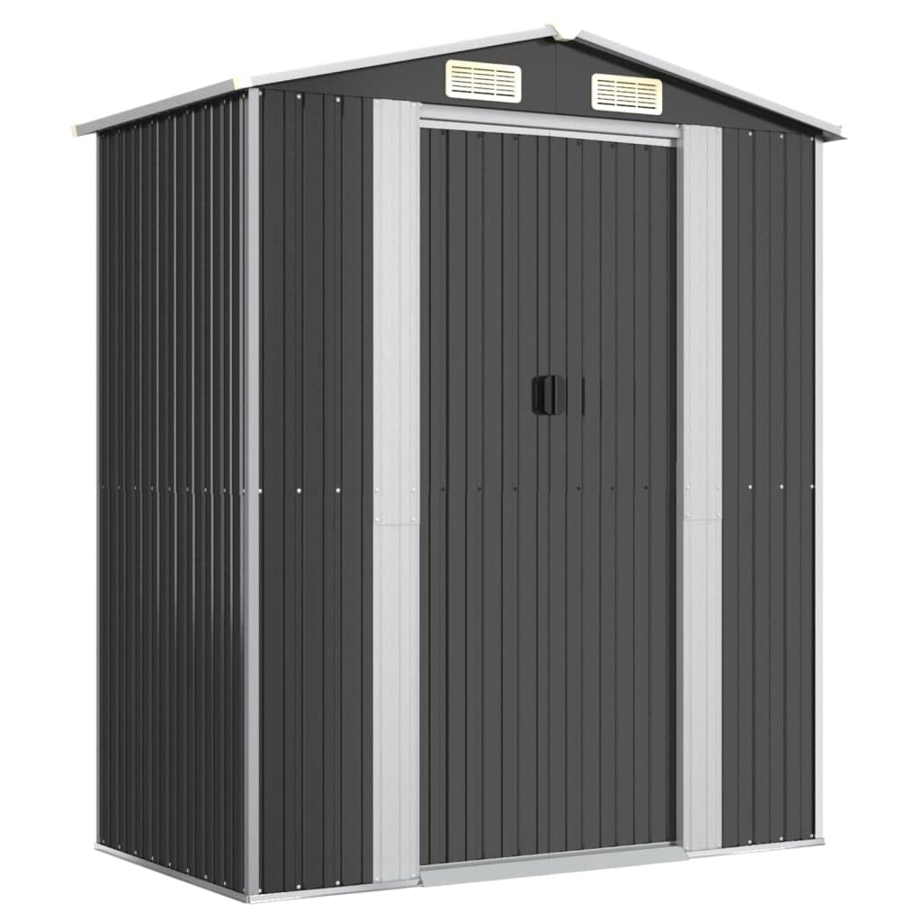 Gecheer Garden Shed Galvanized Steel, Garden Tool Storage Shed with Vent Outdoor Storage Shed Organize Storage House with Door for Backyard Garden Patio Lawn - Anthracite 75.6"x42.5"x87.8"