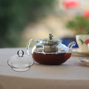 2-Pack Glass Teapot Replacement Lid - Clear Teapot Accessories with Strainer Cover for Home Kitchen Teapots