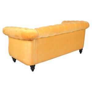 LEVNARY Velvet Sofa, Chesterfield Tufted Upholstered 2 Seater Couch, Modern Loveseat Couch Classic Furniture for Living Room Bedroom (Yellow)