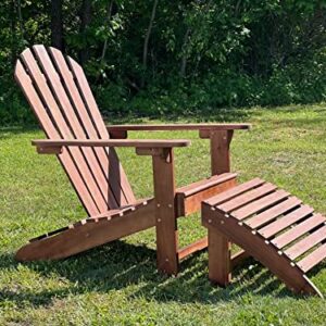 TisYourSeason Solid Acacia Wood Adirondack Lounger Chair with Footstool Ottoman Accent Furniture for Yard,Patio,Garden,Lawn w/Natural Finish