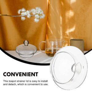 2-Pack Glass Teapot Replacement Lid - Clear Teapot Accessories with Strainer Cover for Home Kitchen Teapots