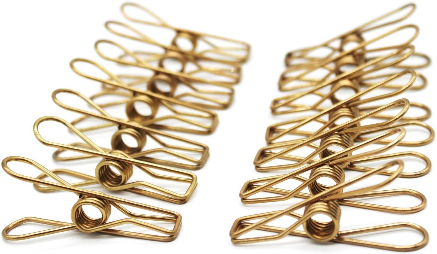 50 Pcs Gold Clothes Pins, AITRAI Heavy Duty ClothesPins Stainless Steel Wire Clothes Pins Laundry Clips for Clothesline Hanging Clothes Outdoor Travel Camping