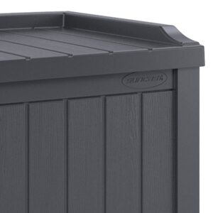 Suncast 22-Gallon Outdoor Patio Backyard Deck Box Storage Bench and 30-Gallon Hideaway Trash Waste Bin with Latching Lid, Cyberspace