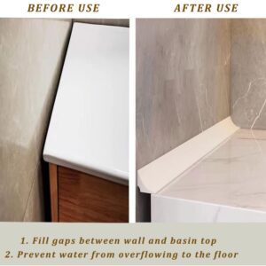 Shower Dam Self Adhesive, Shower Water Blocker for Kitchen Bathroom, Shower Guard Shower Threshold Water Dam for Bathtub, Countertop Edge Trim(White/157in)