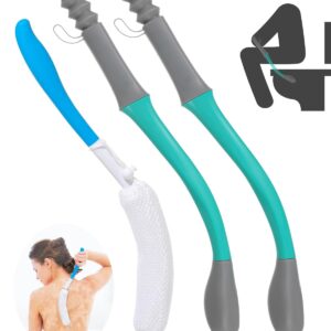 Extended Reach Butt Wiper Set - Includes 2 Toilet Aids for Wiping Tool and Butt Cleaner Bath Brush Long Handle - Bottom Buddy Wiping Aid for Disabled,Elderly,Pregnant（3 Pack）