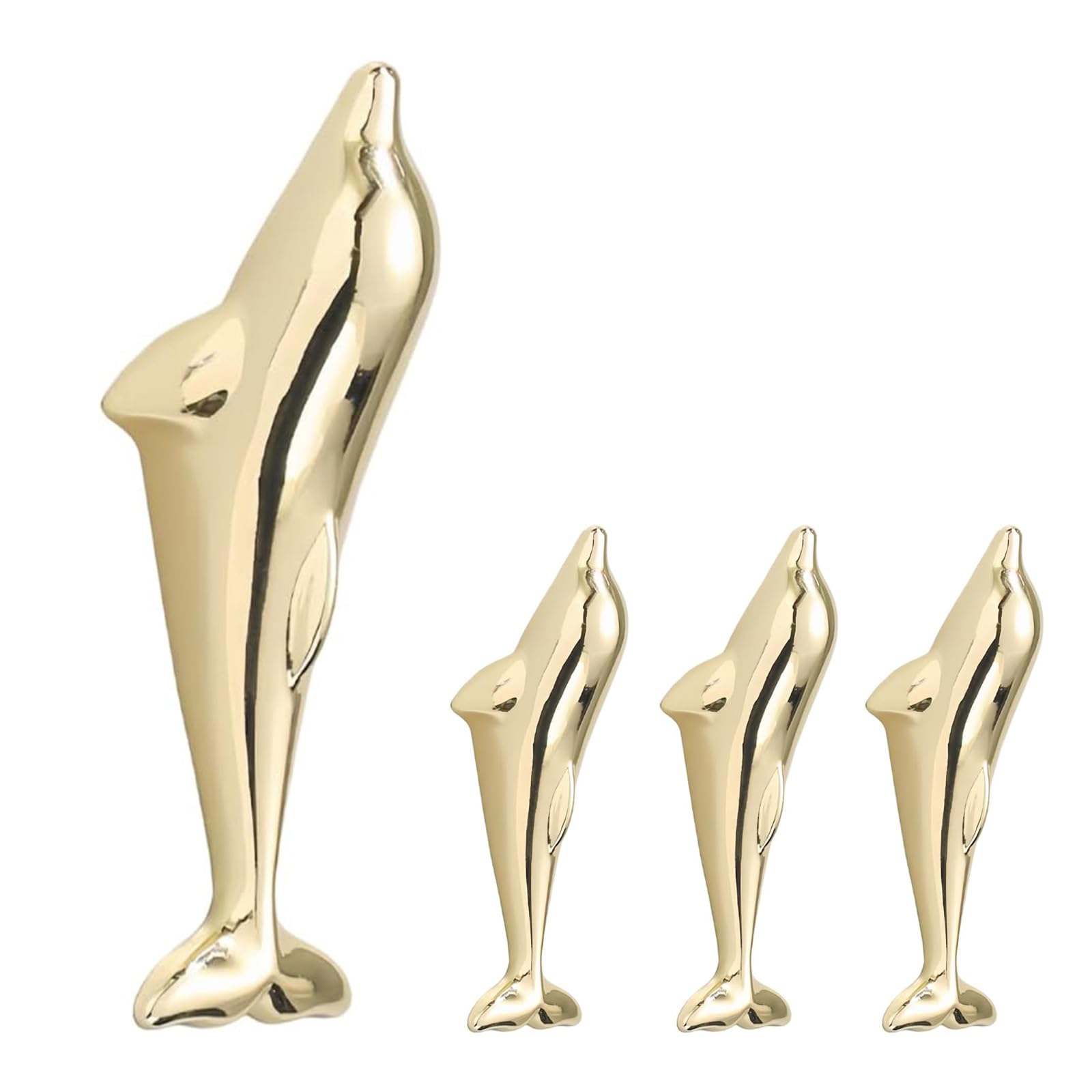 NETLKLA 4 Packs Dolphin Hooks, Coat Hooks,Towel Hooks, Metal Wall Hooks for Hanging Coats, Hats, Bags, Towels and Robes, Wall Hooks for Living Room, Kitchen, Bedroom, Bathroom (Gold Hook)