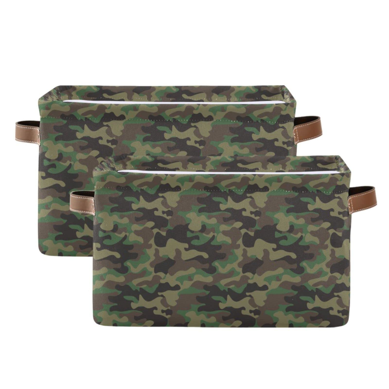 DEHOZO Storage Basket Bins, Military Camouflages Camo Collapsible Storage Cubes Organizer with Handles, Closet Shelves Clothes Storage Box Toys Organizer for Bedroom Living Room, 1pc