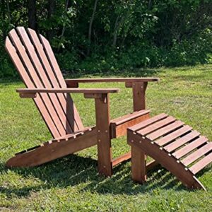 TisYourSeason Solid Acacia Wood Adirondack Lounger Chair with Footstool Ottoman Accent Furniture for Yard,Patio,Garden,Lawn w/Natural Finish