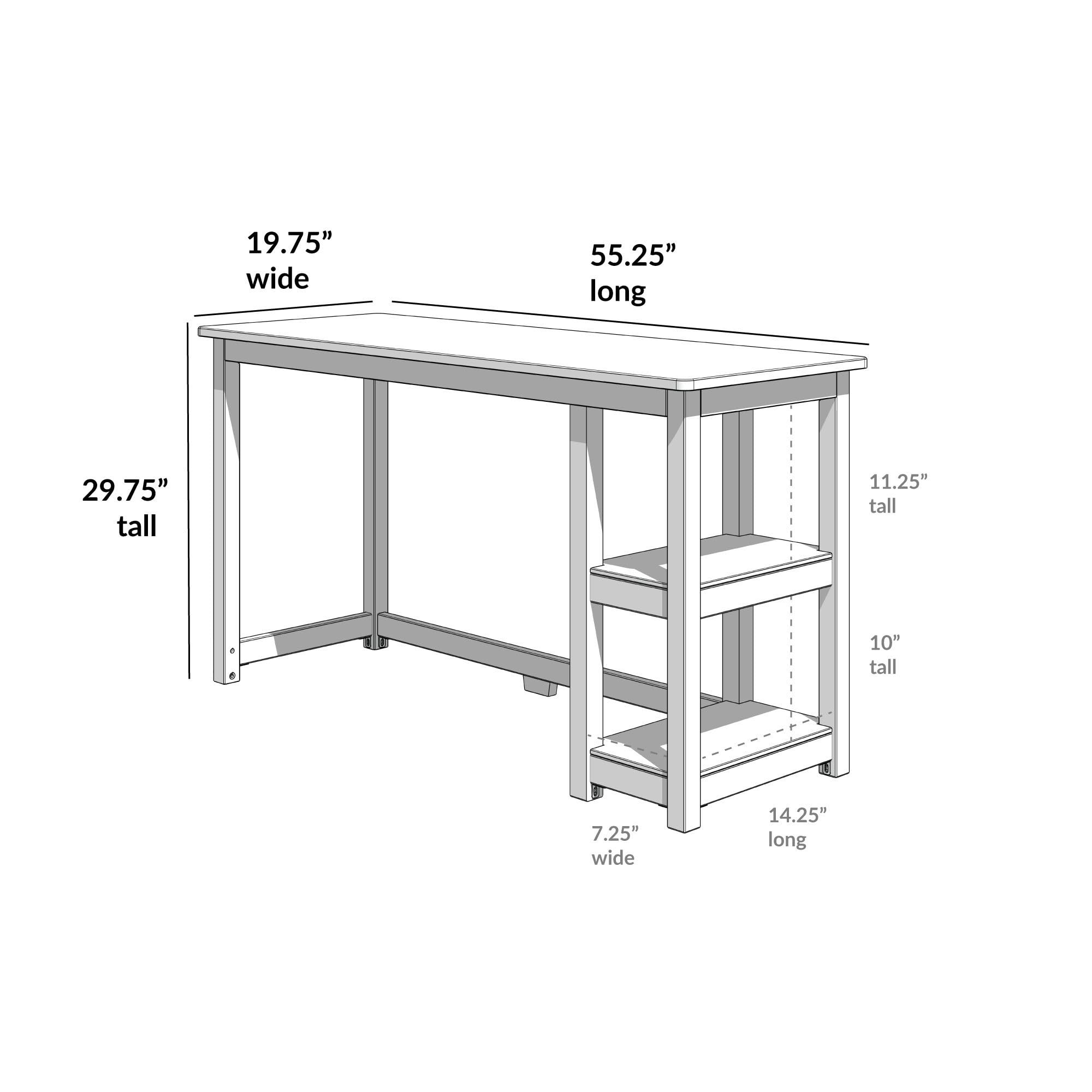 Plank+Beam Computer Desk with Shelves, Simple Desk for Bedroom, Home Office Study Desk, 55.25 Inch, Natural