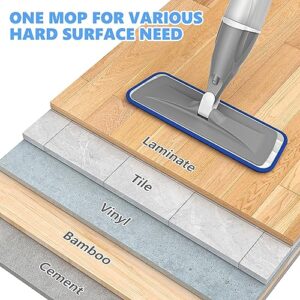 Spray Mops for Floor Cleaning Microfiber Floor Mop for Hardwood Floors Wet Dust Mop Flat Mop Floor Cleaner Mop with 4 Washable Pads 440 Ml Refillable Bottle for Wood Floor Tile Laminate Vinyl Kitchen