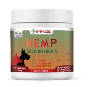 hypocbd natural calming chews hemp for dogs - helps with anxiety, stress relief, and barking, dog calm, dog calming treats, puppy calming chews sleeping aid for all dogs ages breeds & size - 120 chews