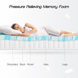 3 Inch Gel Memory Foam Mattress Topper Full Size, Cooling Mattress Pad Cover for Back Pain, Soft and Breathable Bed Topper