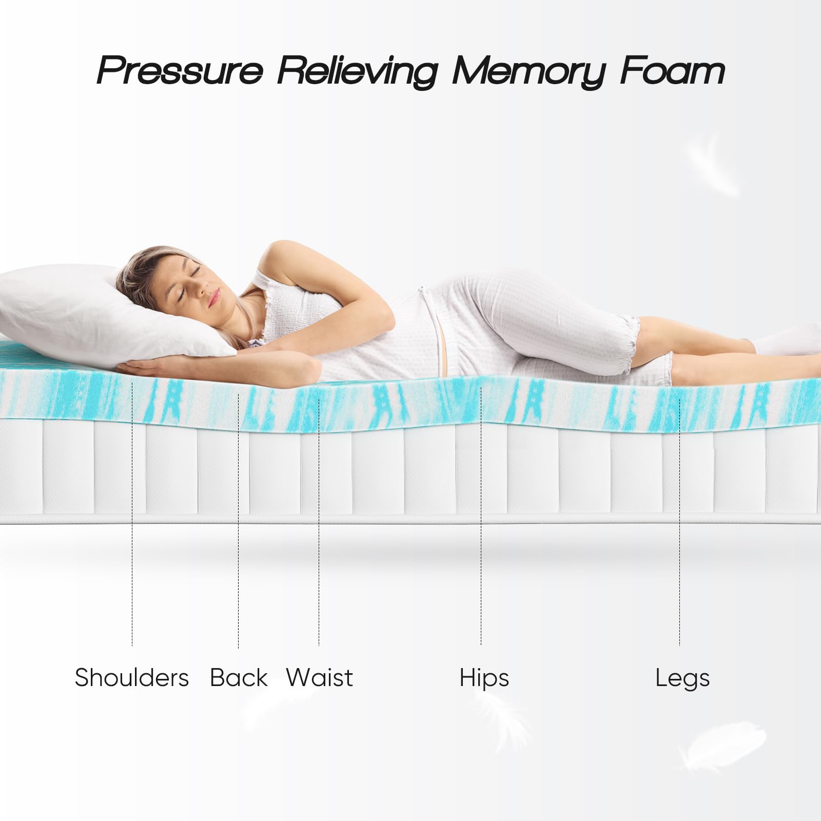 3 Inch Gel Memory Foam Mattress Topper Full Size, Cooling Mattress Pad Cover for Back Pain, Soft and Breathable Bed Topper