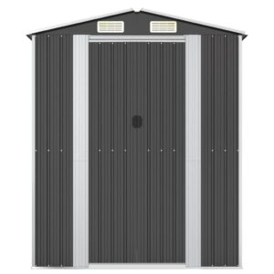 Gecheer Garden Shed Galvanized Steel, Garden Tool Storage Shed with Vent Outdoor Storage Shed Organize Storage House with Door for Backyard Garden Patio Lawn - Anthracite 75.6"x42.5"x87.8"