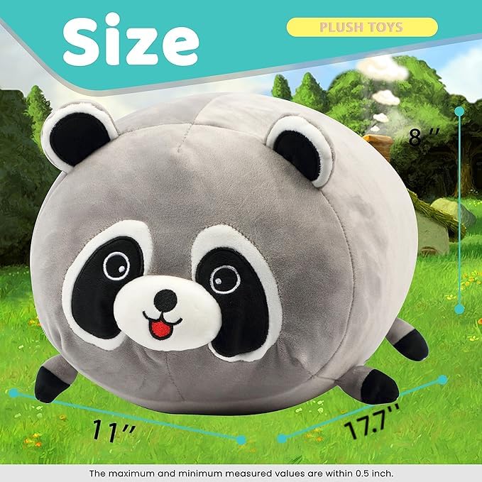 Cuteoy 17.7" Raccoon Stuffed Animal Plush Pillow Soft Comfortable Plushies Large Throw Body Pillow Sleeping Plush Toy for Girls Boys Birthday