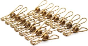 50 pcs gold clothes pins, aitrai heavy duty clothespins stainless steel wire clothes pins laundry clips for clothesline hanging clothes outdoor travel camping