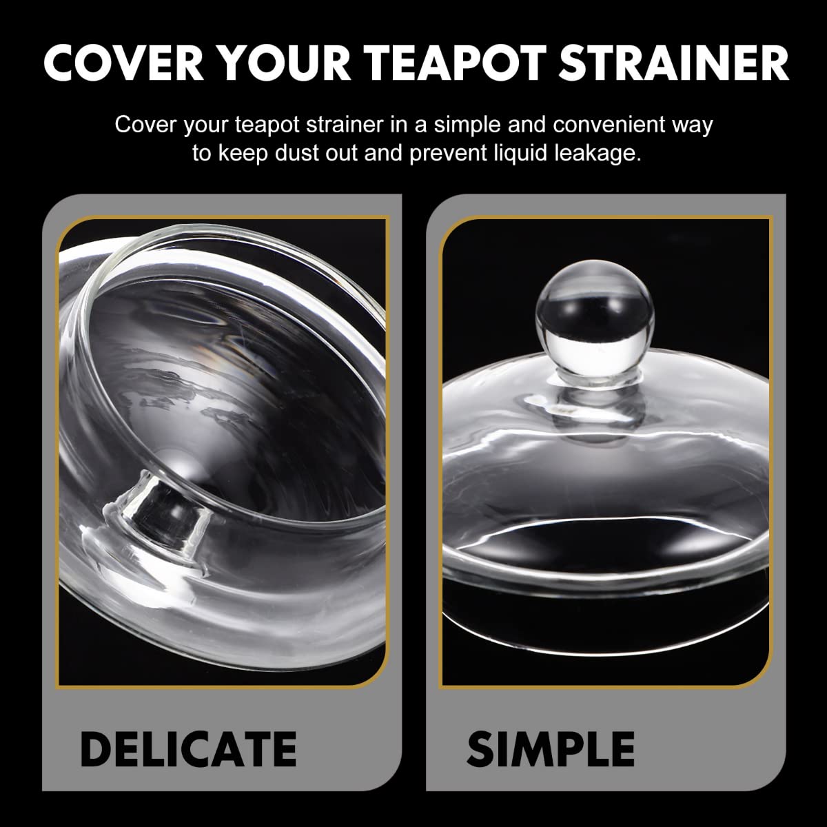 2-Pack Glass Teapot Replacement Lid - Clear Teapot Accessories with Strainer Cover for Home Kitchen Teapots