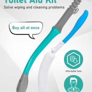 Extended Reach Butt Wiper Set - Includes 2 Toilet Aids for Wiping Tool and Butt Cleaner Bath Brush Long Handle - Bottom Buddy Wiping Aid for Disabled,Elderly,Pregnant（3 Pack）