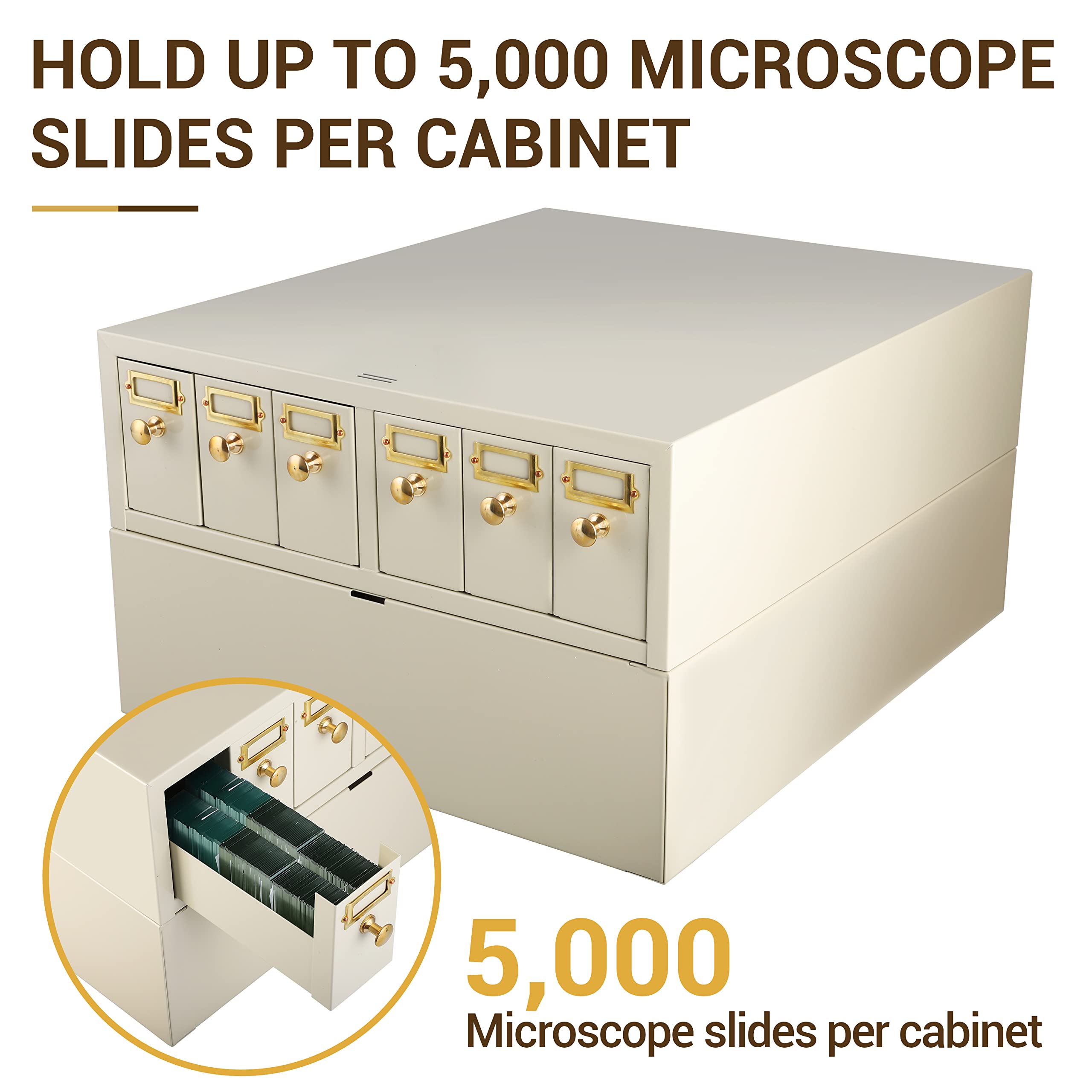 4E's USA Slide Storage Cabinet - Modular Slide Storage with 6 Drawers Hold Up to 5,000 Slides Lab Storage Cabinet for Microscope Slides, Compatible with Similar Cabinets Already in Use