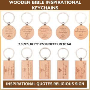 150 Pcs Wooden Bible Inspirational Keychains Bible Verse Bulk Key Rings with Thank You Card & Organza Bags Christian Quotes Wood Keyrings Church Faith Gifts for Prayer Inspirational Engraved Party