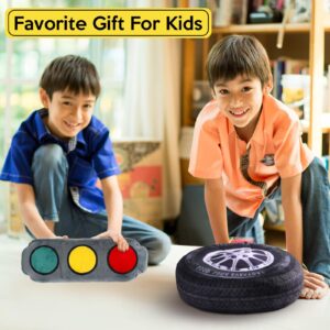 2 Pcs Racing Room Pillow Decorations Set 15.7 Inch Big Creative 3D Simulation Wheel Pillow Funny Traffic Cone Traffic Light and Stop Sign Plush Pillow Soft Car Tire Pillow for Kid Room (Traffic Light)