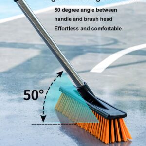 Xifando Heavy-Duty Push Broom Brush - 24" Wide, 65" Long Handle, Stiff Bristles - Perfect for Bathroom, Kitchen, Patio, Garage, Deck, Concrete, Wood, Stone, and Tile Floors (24" Black+Orange)