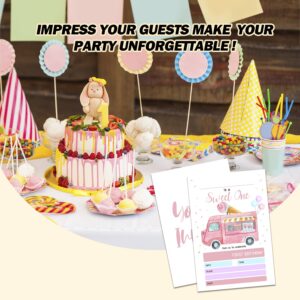 Ice Cream Truck Birthday Party Invitations is a Sweet One 1st Birthday Party Invitation, Summer Ice Cream Theme Fill in Invites Cards, Birthday Party Supplies, 20 Invitations with Envelopes - JY700