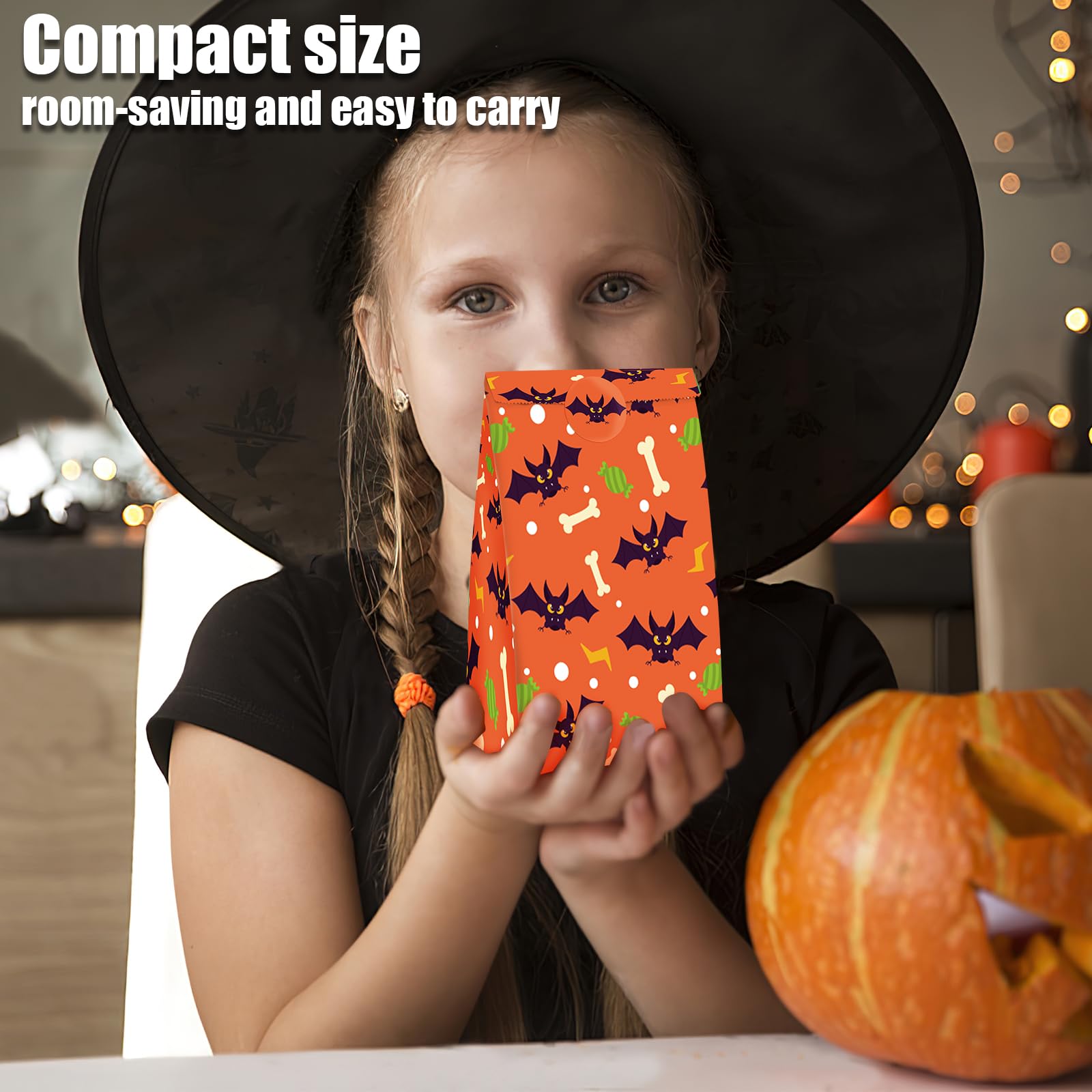 TOXOY 40PCS Halloween Candy Paper Bags, Halloween Treat Bags Goodie Bags Party Favor Bags with Sealing Stickers for Halloween Party Trick or Treat