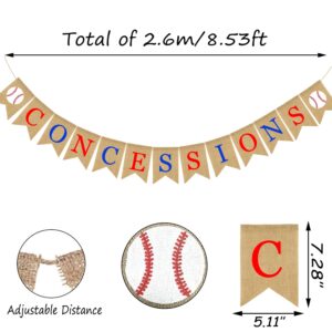 Doumeny Concessions Burlap Banner Baseball Bunting Garland Rustic Baseball Sports Garland Banner Sports Theme Party Banner Concessions Party Sign Banner for Birthday Baby Shower Sport Club Party Decor