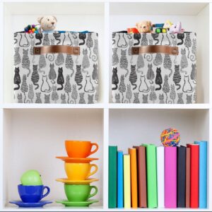 DEHOZO Storage Basket Bins, Abstract Cat Kitten Collapsible Storage Cubes Organizer with Handles, Closet Shelves Clothes Storage Box Toys Organizer for Bedroom Living Room, 1pc