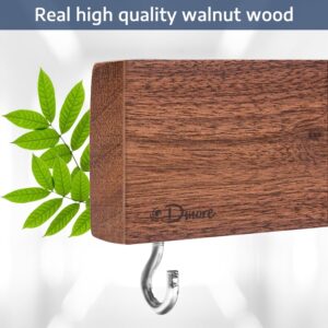 Dmore magnetic knife holder for wall—with 2 hooks, No Drilling 16 Inch Walnut wood knife magnetic strip, Extra Strong Magnet knife rack, include Adhesive Tape and screws for Kitchen