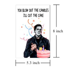 Joycard Funny Birthday Greeting Card with Envelope, Naughty Birthday Card Gift for Him Her, Horror Movies Killer Bday Greeting Card, You Blow Out The Candle