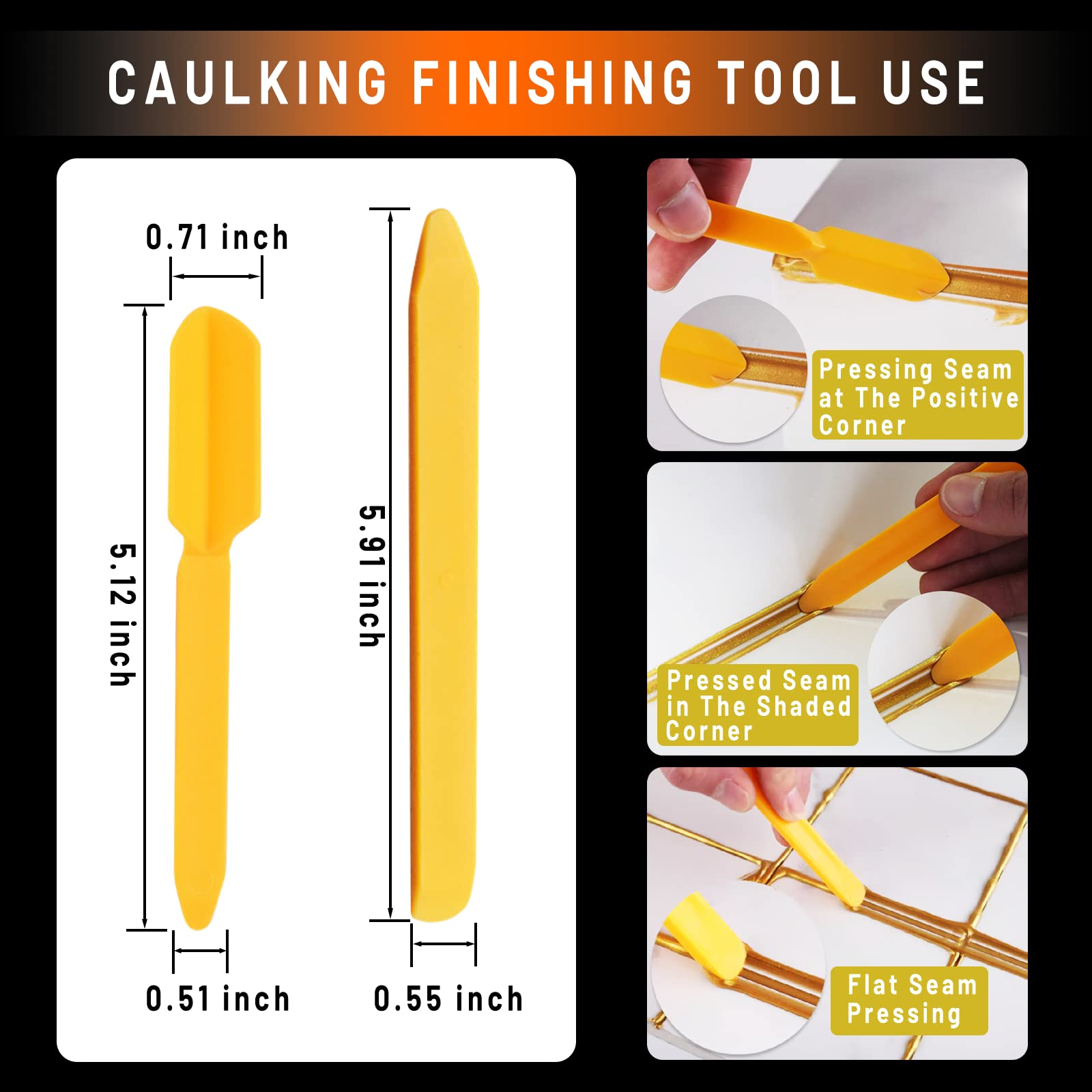 Tijeyi Caulking Tool Kit Stainless Steel Grout Removal Tool,4 in 1 Tile Caulk Remover Tool,Silicone Scraper Caulk Finishing Tools for Kitchen Bathroom Floor Sealant Caulk Window Sink Joint