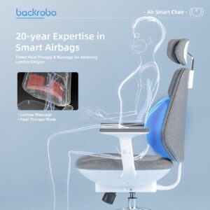 backrobo Smart Ergonomic Home Office Chair, Automatic Massage Lumbar Support and App-Controlled,3D Armrests, Executive Desk Chair with Adjustable Height for Home Office/Learning/Conference