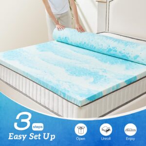 3 Inch Gel Memory Foam Mattress Topper Full Size, Cooling Mattress Pad Cover for Back Pain, Soft and Breathable Bed Topper