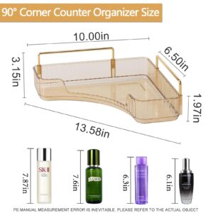 hxbigjin 90° Corner Bathroom Counter Organizer,Vanity Trays for Skincare Makeup Storage Shelf，Perfume and Cosmetic Dresser Organizer,Countertop,Kitchen Spice Rack (Champagne,1 Tier)