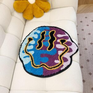 Tufted Magic Trippy Smiling Face Rug Handmade Carpet Custom Rug for Home Decoration or Gift (23.6X23.6 inch)