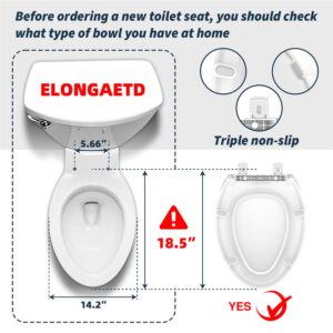 Ccbello ELONGATED toilet seat risers for seniors, Slow Close, Elevated toilet seat, Heavy Duty, Never Loosen, Raised toilet seat elongated bowl, White(18.5”)