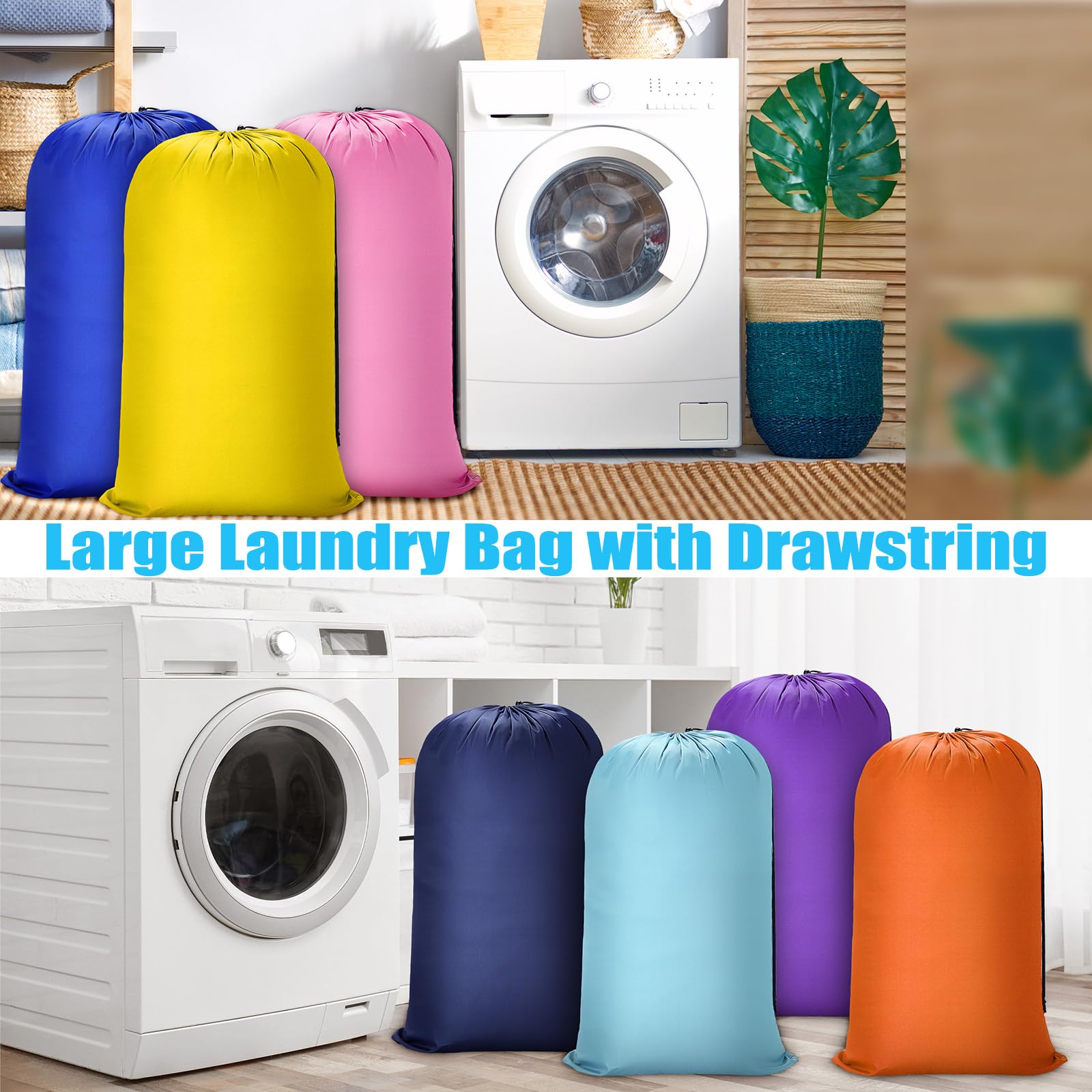 Sanwuta 40 Pcs Large Laundry Bags with Drawstring 38" x 24" Bulk Travel Laundry Bags Lock Closure Reusable Washable Bag for Dirty Clothes College Dorm Apartment Camp(Mulitcolor)