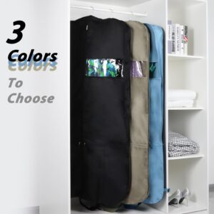 KEEGH 54" Garment Bags for Travel Tri-fold Garment Bag for Dresses Long Waterproof Suit Bags for Men Hanging Clothes for Suit Coats Tuxedos Dresses with 4 Big Pockets & Accessory Pouch, Black