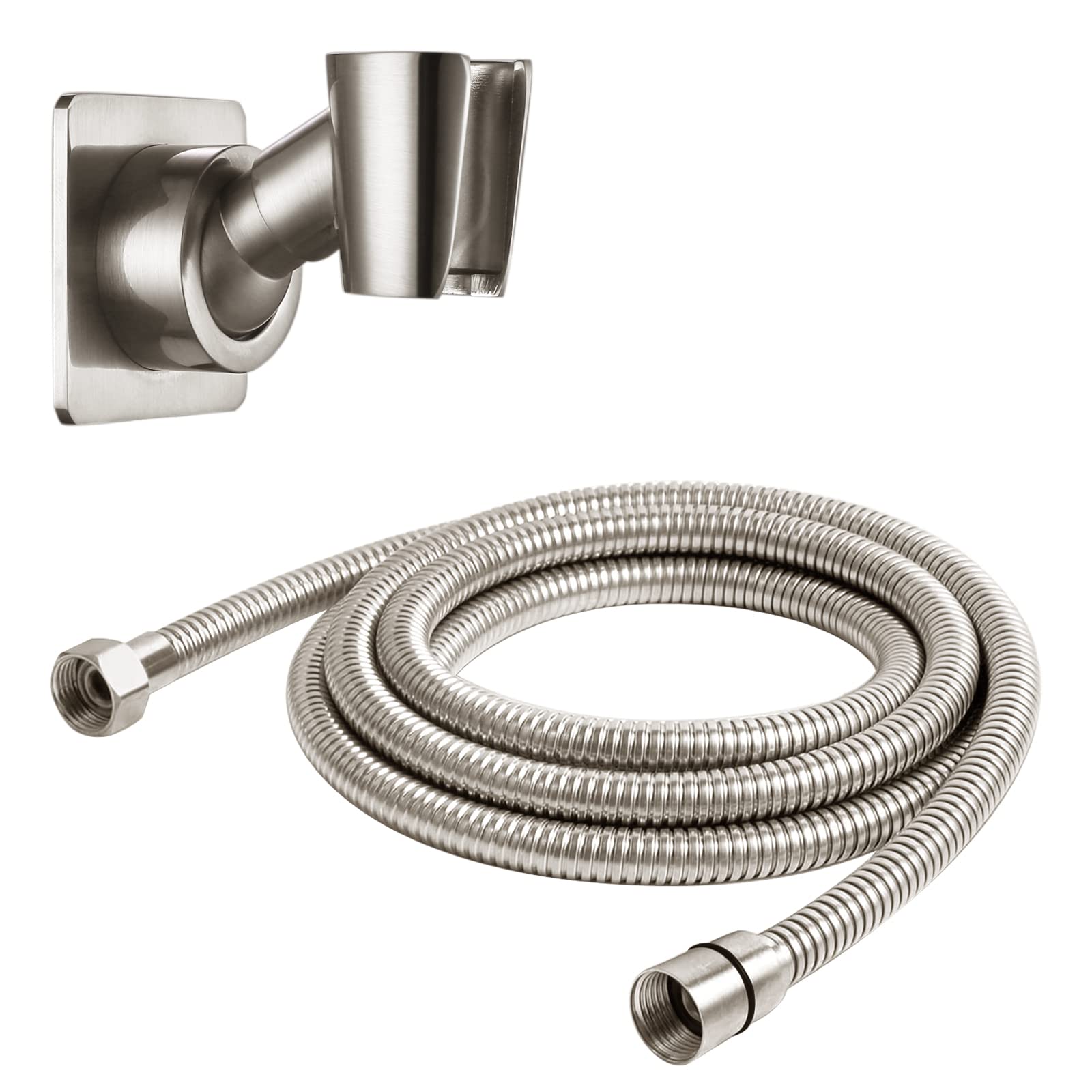 YDmeet Shower Head Holder and 71 Inch Shower Head Hose for Handheld, All Metal, Brushed Nickel