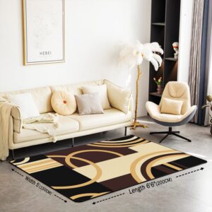 Geometric Decorative Carpet Barclay Arcs Shapes Living Room Rugs for Kids Modern Geometry Decor Indoor Floor Mat Beige Brown Black Accent Rug Decorative Rug Area Rug 5x7