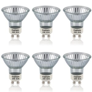 copinpin gu10 light bulb 120v 25w 6pcs candle warmer, dimmable replacement for candle warmer wax burner track light bulbs, range hood light bulbs white light pack of 6