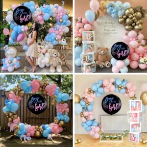 KISPATTI 168pcs Baby Boxes Gender Reveal Balloon Decorations, Pink and Blue Balloon Garland Arch Kit Baby Boxes with A-Z+Baby Letters for Baby Shower 1st Bday Boy or Girl Gender Reveal Party Supplies